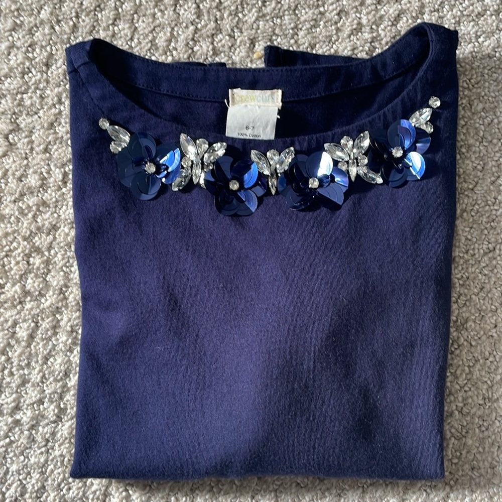 Crewcuts Girls Jewel Embellished Long Sleeve Top